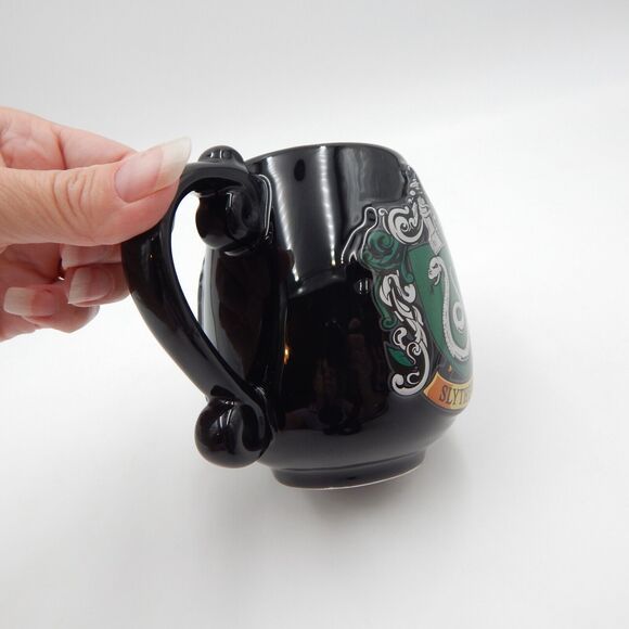Harry Potter Embossed Slytherin House 3D Crest Ceramic Mug Black Warner Bros - Picture 7 of 8